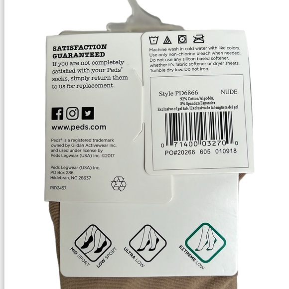 Peds 3-Pair Extended Size 8-12 Women's Open Toe Extreme Low Liner Gel Tab Nude - Picture 3 of 3